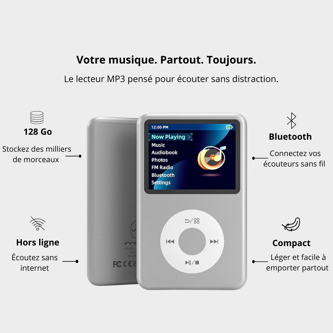     Innioasis Y1 128 Go avec fonctionnalités lecteur MP3