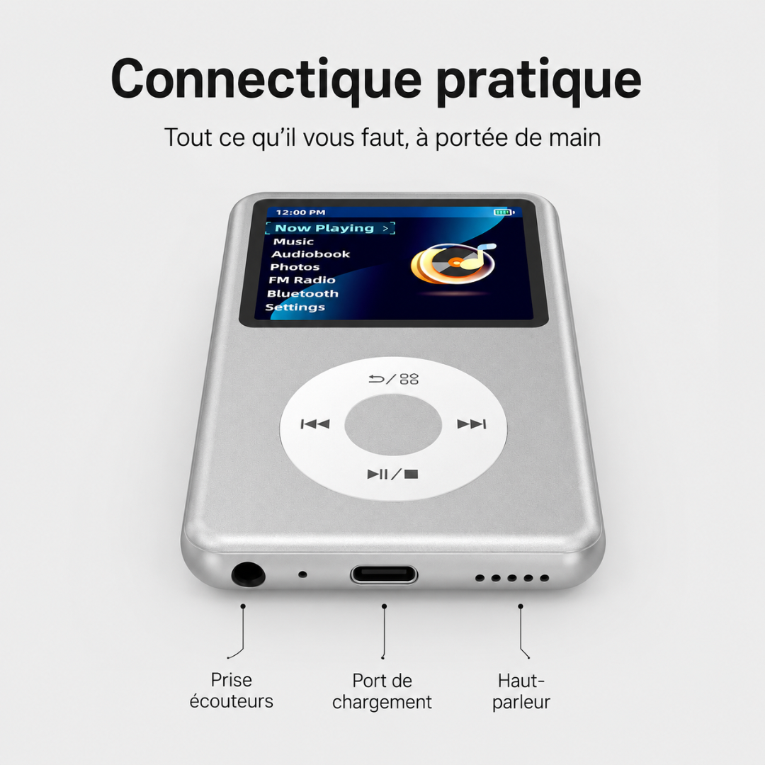     Connectique du lecteur MP3 Bluetooth Innioasis Y1